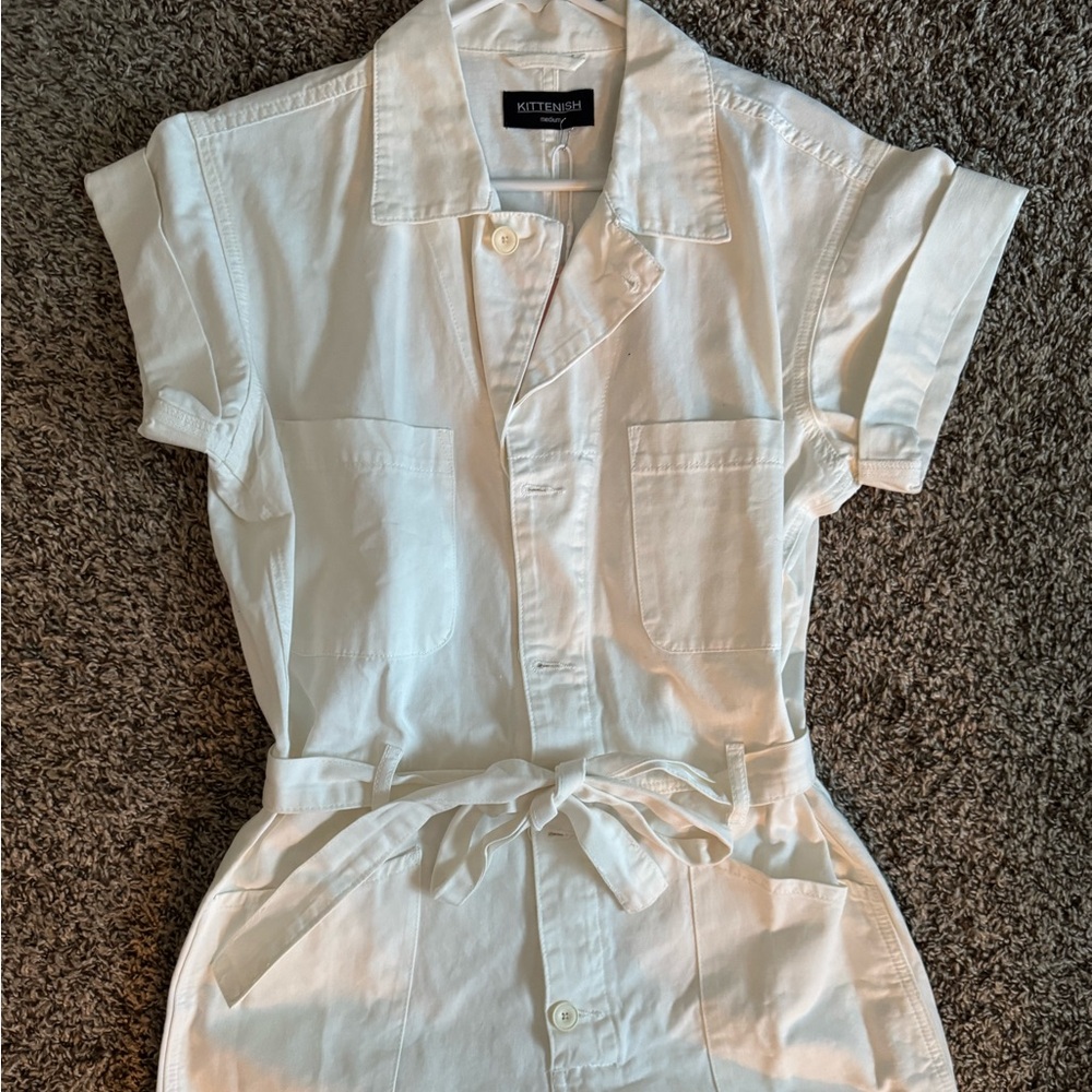 Kittenish jean romper